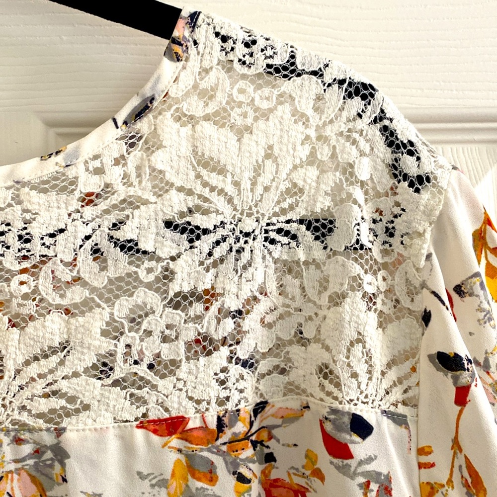 Van Heusen Lightweight Long Sleeve Lace Floral Cream White Blouse Shirt Top - Picture 6 of 10